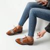 imageSHEMEE Womens Chunky Low Heels Oxfords Saddle Shoes Creeper Vintage Wingtip Brogues Perforated Flats Lace Up Derby Shoes107 Yellow