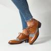 imageSHEMEE Womens Chunky Low Heels Oxfords Saddle Shoes Creeper Vintage Wingtip Brogues Perforated Flats Lace Up Derby Shoes107 Yellow