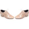 imageSHEMEE Womens Patent Leather Pointed Toe Flat Oxfords Pumps Vintage Wingtip Low Heels Lace Up Retro Brogues Dress ShoesApricot Style1