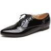imageSHEMEE Womens Patent Leather Pointed Toe Flat Oxfords Pumps Vintage Wingtip Low Heels Lace Up Retro Brogues Dress ShoesBlack