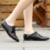 imageSHEMEE Womens Patent Leather Pointed Toe Flat Oxfords Pumps Vintage Wingtip Low Heels Lace Up Retro Brogues Dress ShoesBlack