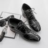 imageSHEMEE Womens Patent Leather Pointed Toe Flat Oxfords Pumps Vintage Wingtip Low Heels Lace Up Retro Brogues Dress ShoesBlack Style1