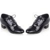 imageSHEMEE Womens Patent Leather Pointed Toe Flat Oxfords Pumps Vintage Wingtip Low Heels Lace Up Retro Brogues Dress ShoesBlack Style1