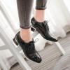 imageSHEMEE Womens Patent Leather Pointed Toe Flat Oxfords Pumps Vintage Wingtip Low Heels Lace Up Retro Brogues Dress ShoesBlack Style1