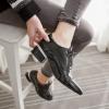 imageSHEMEE Womens Patent Leather Pointed Toe Flat Oxfords Pumps Vintage Wingtip Low Heels Lace Up Retro Brogues Dress ShoesBlack Style1