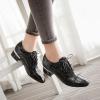 imageSHEMEE Womens Patent Leather Pointed Toe Flat Oxfords Pumps Vintage Wingtip Low Heels Lace Up Retro Brogues Dress ShoesBlack Style1