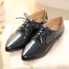 imageSHEMEE Womens Patent Leather Pointed Toe Flat Oxfords Pumps Vintage Wingtip Low Heels Lace Up Retro Brogues Dress ShoesNavy Blue