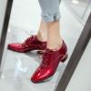 imageSHEMEE Womens Patent Leather Pointed Toe Flat Oxfords Pumps Vintage Wingtip Low Heels Lace Up Retro Brogues Dress ShoesRed Style1