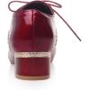 imageSHEMEE Womens Patent Leather Pointed Toe Flat Oxfords Pumps Vintage Wingtip Low Heels Lace Up Retro Brogues Dress ShoesRed Style1