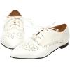imageSHEMEE Womens Patent Leather Pointed Toe Flat Oxfords Pumps Vintage Wingtip Low Heels Lace Up Retro Brogues Dress ShoesWhite
