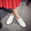 imageSHEMEE Womens Patent Leather Pointed Toe Flat Oxfords Pumps Vintage Wingtip Low Heels Lace Up Retro Brogues Dress ShoesWhite Style1