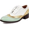 imageSHEMEE Womens Chunky Low Heels Oxfords Saddle Shoes Creeper Vintage Wingtip Brogues Perforated Flats Lace Up Multi Color Derby Shoes102 Green
