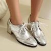 imageSHEMEE Womens British Oxford Brogues Chunky Low Heels Saddle Shoes Vintage Wingtip Perforated Derby Shoes Lace Up Dress PumpsSilver