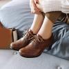 imageSHEMEE Womens Chunky Mid Heels Oxfords Vintage Round Square Toe Block Heeled Brogues Lace Up Work Offic Dress ShoesBrown