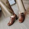 imageSHEMEE Womens Chunky Mid Heels Oxfords Vintage Round Square Toe Block Heeled Brogues Lace Up Work Offic Dress ShoesBrown