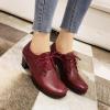 imageSHEMEE Womens Chunky Mid Heels Oxfords Vintage Round Square Toe Block Heeled Brogues Lace Up Work Offic Dress ShoesBurgundy