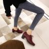 imageSHEMEE Womens Chunky Mid Heels Oxfords Vintage Round Square Toe Block Heeled Brogues Lace Up Work Offic Dress ShoesBurgundy