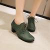 imageSHEMEE Womens Chunky Mid Heels Oxfords Vintage Round Square Toe Block Heeled Brogues Lace Up Work Offic Dress ShoesGreen
