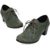 imageSHEMEE Womens Chunky Mid Heels Oxfords Vintage Round Square Toe Block Heeled Brogues Lace Up Work Offic Dress ShoesGreen