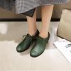 imageSHEMEE Womens Chunky Mid Heels Oxfords Vintage Round Square Toe Block Heeled Brogues Lace Up Work Offic Dress ShoesGreen
