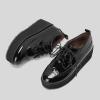 imageSHEMEE Womens Patent Leather Wedge Heel Platform Oxfords Pumps Wingtip Lace Up Round Toe Brogues Sneaker ShoesBlack