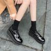 imageSHEMEE Womens Patent Leather Wedge Heel Platform Oxfords Pumps Wingtip Lace Up Round Toe Brogues Sneaker ShoesBlack