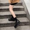imageSHEMEE Womens Patent Leather Wedge Heel Platform Oxfords Pumps Wingtip Lace Up Round Toe Brogues Sneaker ShoesBlack