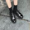 imageSHEMEE Womens Patent Leather Wedge Heel Platform Oxfords Pumps Wingtip Lace Up Round Toe Brogues Sneaker ShoesBlack