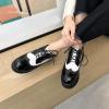 imageSHEMEE Womens Patent Leather Wedge Heel Platform Oxfords Pumps Wingtip Lace Up Round Toe Brogues Sneaker ShoesBlackWhite