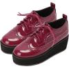 imageSHEMEE Womens Patent Leather Wedge Heel Platform Oxfords Pumps Wingtip Lace Up Round Toe Brogues Sneaker ShoesBurgundy