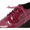 imageSHEMEE Womens Patent Leather Wedge Heel Platform Oxfords Pumps Wingtip Lace Up Round Toe Brogues Sneaker ShoesBurgundy