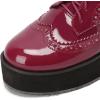 imageSHEMEE Womens Patent Leather Wedge Heel Platform Oxfords Pumps Wingtip Lace Up Round Toe Brogues Sneaker ShoesBurgundy