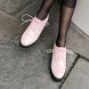 imageSHEMEE Womens Patent Leather Wedge Heel Platform Oxfords Pumps Wingtip Lace Up Round Toe Brogues Sneaker ShoesPink