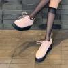 imageSHEMEE Womens Patent Leather Wedge Heel Platform Oxfords Pumps Wingtip Lace Up Round Toe Brogues Sneaker ShoesPink