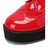 imageSHEMEE Womens Patent Leather Wedge Heel Platform Oxfords Pumps Wingtip Lace Up Round Toe Brogues Sneaker ShoesRed