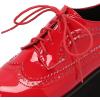 imageSHEMEE Womens Patent Leather Wedge Heel Platform Oxfords Pumps Wingtip Lace Up Round Toe Brogues Sneaker ShoesRed