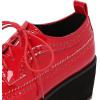 imageSHEMEE Womens Patent Leather Wedge Heel Platform Oxfords Pumps Wingtip Lace Up Round Toe Brogues Sneaker ShoesRed