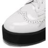 imageSHEMEE Womens Patent Leather Wedge Heel Platform Oxfords Pumps Wingtip Lace Up Round Toe Brogues Sneaker ShoesWhite