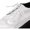 imageSHEMEE Womens Patent Leather Wedge Heel Platform Oxfords Pumps Wingtip Lace Up Round Toe Brogues Sneaker ShoesWhite