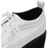 imageSHEMEE Womens Patent Leather Wedge Heel Platform Oxfords Pumps Wingtip Lace Up Round Toe Brogues Sneaker ShoesWhite