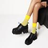 imageSHEMEE Womens Vintage Wingtip Oxfords Pumps Chunky Platform Block High Heel Round Toe Lace Up Gothic Brogue ShoesBlack 1
