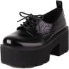 imageSHEMEE Womens Vintage Wingtip Oxfords Pumps Chunky Platform Block High Heel Round Toe Lace Up Gothic Brogue ShoesBlack