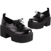 imageSHEMEE Womens Vintage Wingtip Oxfords Pumps Chunky Platform Block High Heel Round Toe Lace Up Gothic Brogue ShoesBlack