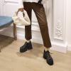 imageSHEMEE Womens Vintage Wingtip Oxfords Pumps Chunky Platform Block High Heel Round Toe Lace Up Gothic Brogue ShoesPatent Black