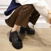 imageSHEMEE Womens Vintage Wingtip Oxfords Pumps Chunky Platform Block High Heel Round Toe Lace Up Gothic Brogue ShoesPatent Black