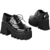 imageSHEMEE Womens Vintage Wingtip Oxfords Pumps Chunky Platform Block High Heel Round Toe Lace Up Gothic Brogue ShoesPatent Black