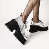 imageSHEMEE Womens Vintage Wingtip Oxfords Pumps Chunky Platform Block High Heel Round Toe Lace Up Gothic Brogue ShoesSilver 1
