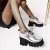 imageSHEMEE Womens Vintage Wingtip Oxfords Pumps Chunky Platform Block High Heel Round Toe Lace Up Gothic Brogue ShoesSilver 1