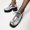 imageSHEMEE Womens Vintage Wingtip Oxfords Pumps Chunky Platform Block High Heel Round Toe Lace Up Gothic Brogue ShoesSilver 1