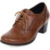 imageSHEMEE Womens Chunky Mid Heels Oxfords Vintage Round Square Toe Block Heeled Brogues Lace Up Work Offic Dress ShoesBrown